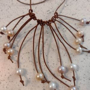 One of a kind tri-color real freshwater pearl necklace
